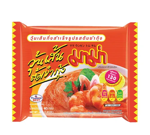 Mama Bean Vermicelli Tom Yam Flavour Instant Noodles - Box (30 x 40 gr)