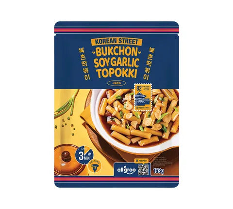 Korean Street Bukchon Soy Garlic Tteokbokki (Rice Cake) - Multi Pack (6 x 163 gr)