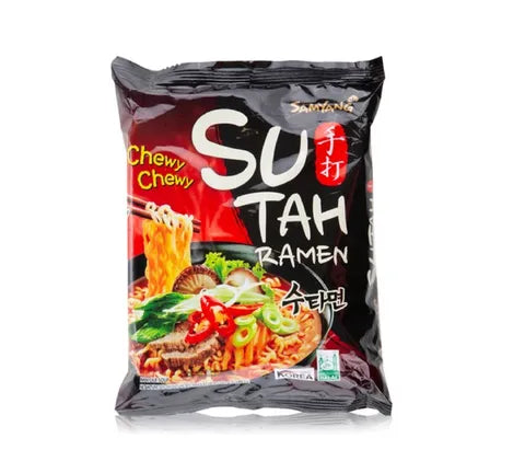 Samyang Chewy Su-Tah Ramen Hot & Spicy Beef Flavour Instant Noodles - Box (20 x 120 gr)