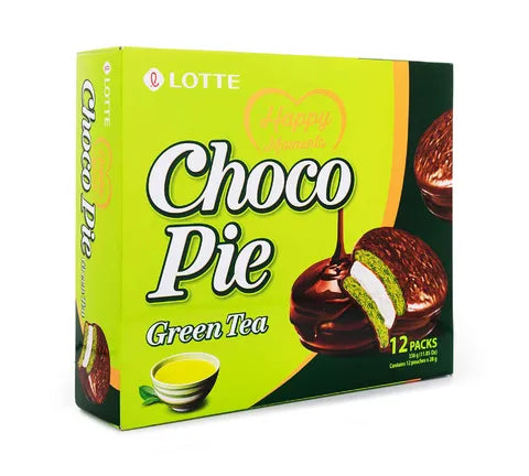 Lotte Choco Pie Green Tea (12 Packs) - Box (8 x 336 gr)