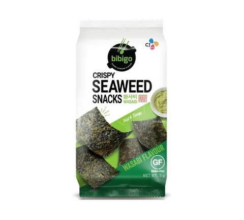 CJ Bibigo Crispy Seaweed Snack Wasabi Flavour - Box (36 x 5 gr)