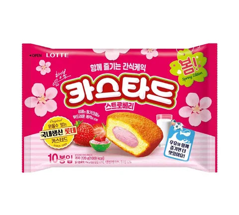 Lotte Custard Strawberry Cream Cake (10 Packs) - Box (10 x 220 gr)