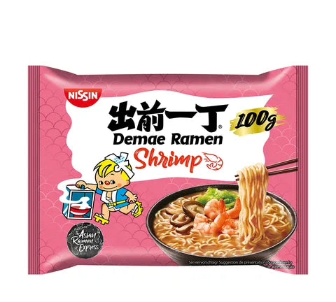 Nissin Demae Ramen Instant Noodles Shrimp Flavour - Box (30 x 100 gr)