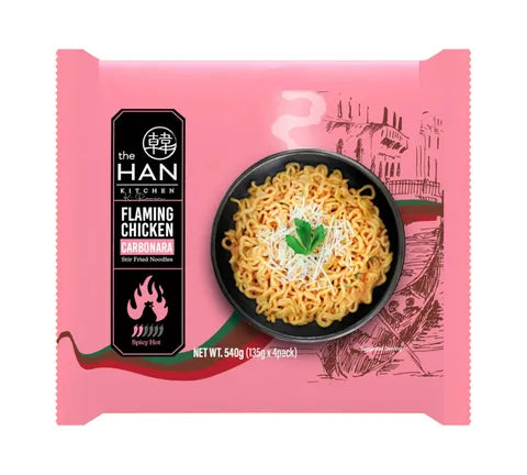 The Han Kitchen Flaming Chicken - Carbonara - Stir Fried Instant Noodles - Box (32 x 135 gr)