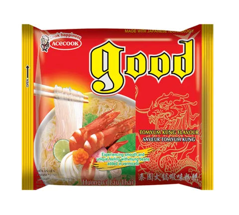 Acecook Good - Mung Bean Vermicelli - TomYum Kung Flavour Instant Noodles - Box (48 x 62 gr)