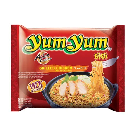 Yum Yum Grilled Chicken Flavour Thai Hot & Spicy - Box (30 x 70 gr)