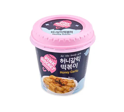 Pink Rocket Honey Garlic Topokki Cup  (Rice Cake) - Box (30 x 120 gr)