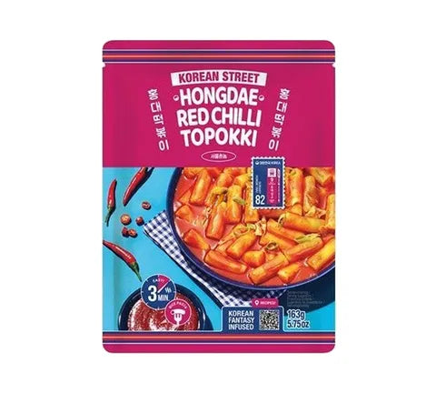 Korean Street Hongdae Red Chilli Tteokbokki (Rice Cake) - Multi Pack (6 x 163 gr)