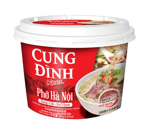 Cung Dinh Kool Instant Rice Noodle Beef Flavor Pho Ha Noi. THT 2024-02-28 - Box (12 x 68 gr)