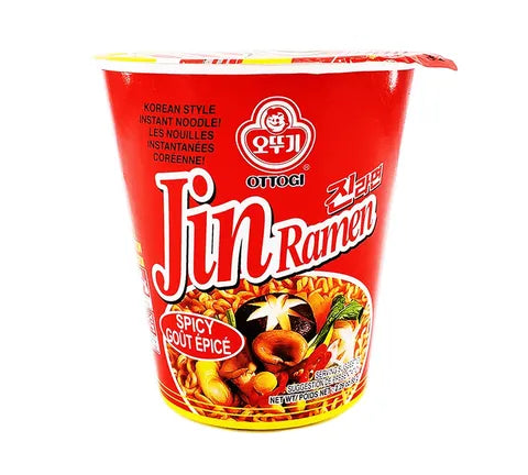 Ottogi Jin Ramen Spicy Instant Noodle Cup - Multi Pack (6 x 65 gr)