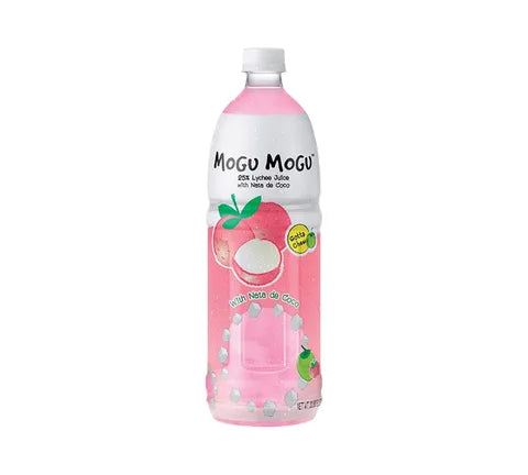 Mogu Mogu Lychee Flavored Drink With Nata de Coco Big Bottle - Box (12 x 1000 ml)