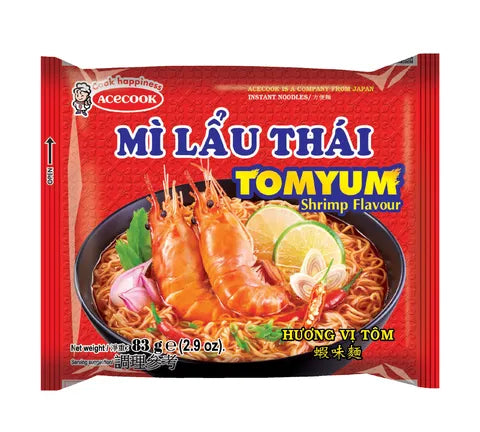 Acecook Mi Lau Thai Tom Yum Shrimp Instant Noodles - Box (30 x 83 gr)