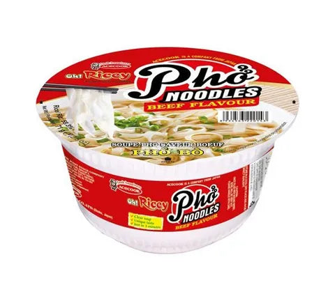 Acecook Oh Ricey Pho Noodles Beef Flavour Bowl - Box (12 x 71 gr)