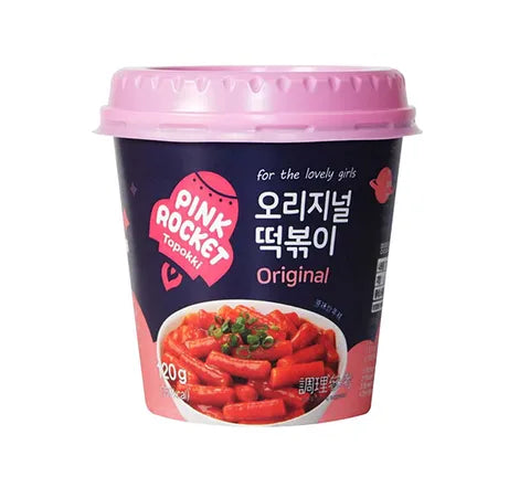 Pink Rocket Original Sweet & Spicy Topokki Cup (Rice Cake) - Box (30 x 120 gr)