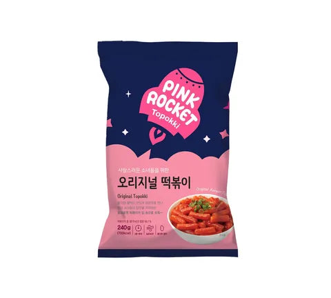 Pink Rocket Original Sweet & Spicy Topokki Pouch (Rice Cake) - Box (24 x 240 gr)