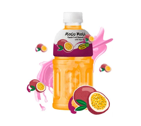 Mogu Mogu Passion Fruit Flavored Drink With Nata de Coco - Box (24 x 320 ml)