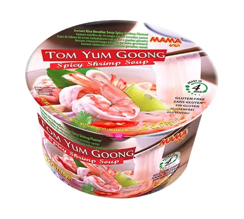 Mama Tom Yum Goong Spicy Shrimp Instant Noodle Soup Bowl - Multi Pack (6 x 70 gr)